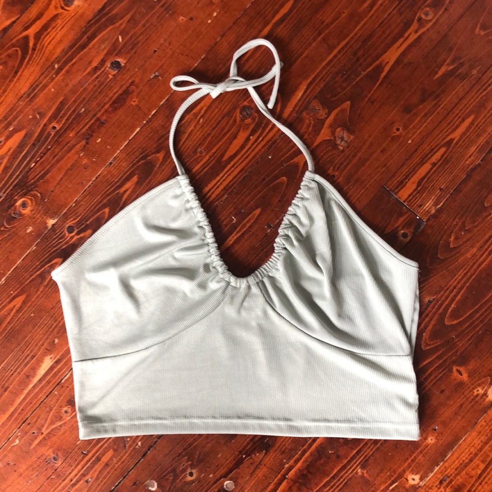 SHEIN Mint green halter crop top